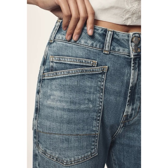 Pilcro Pants - The Wanderer Pilcro Mid-Rise Blue Jeans
